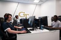 Students in esports lounge